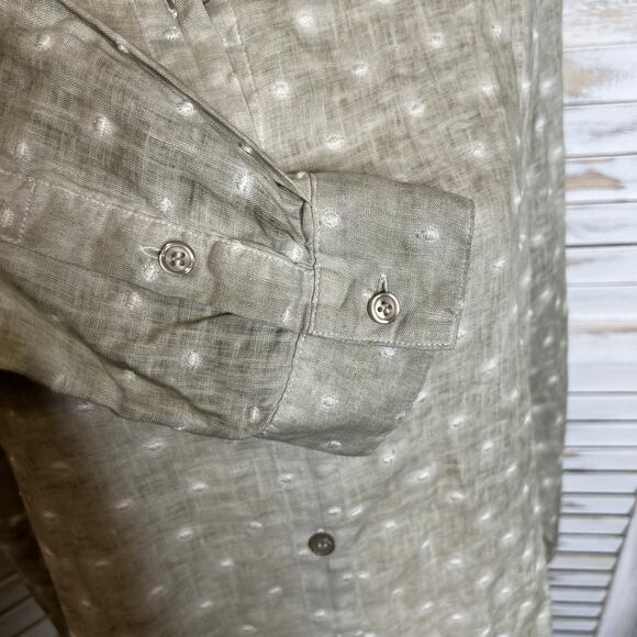 SOFT SURROUNDINGS Women's Large Linen Button Front Tunic Top Swiss Dot Coastal - Picture 8 of 11